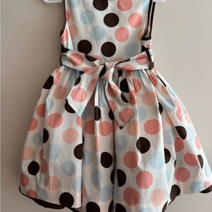Willi Smith Polka Dot Sleeveless Dress - Pink, Light Blue & Brown